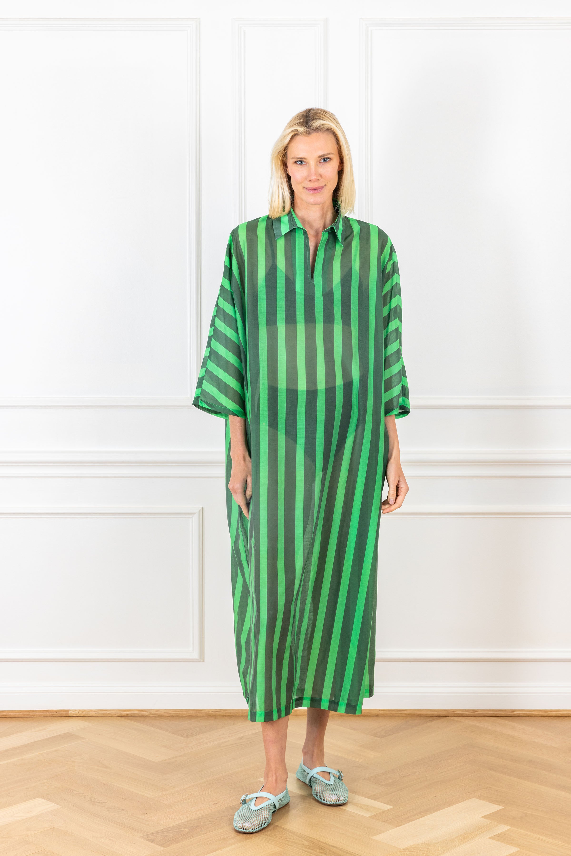 Green Tonal Stripe Everyday Dress