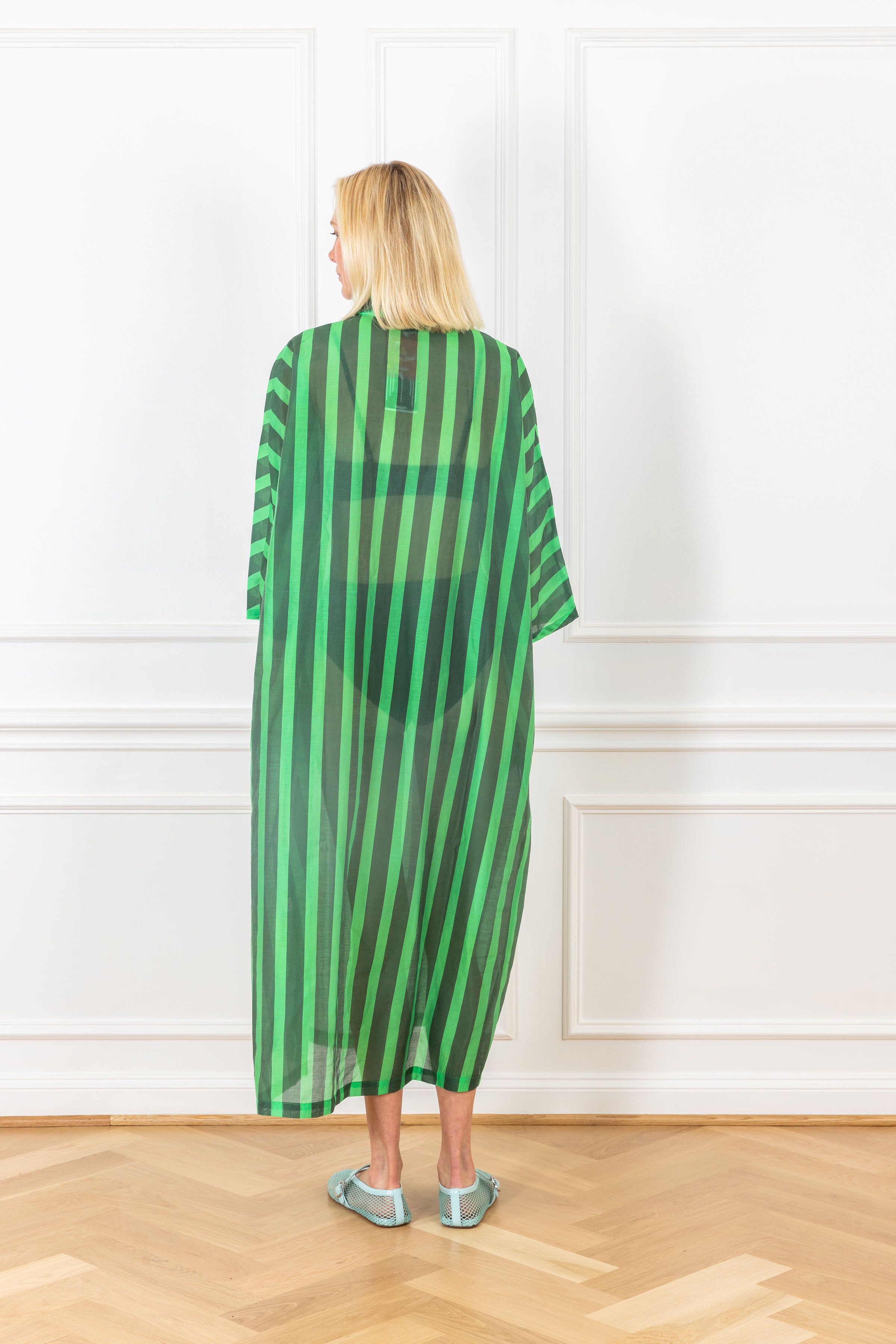 Green Tonal Stripe Everyday Dress