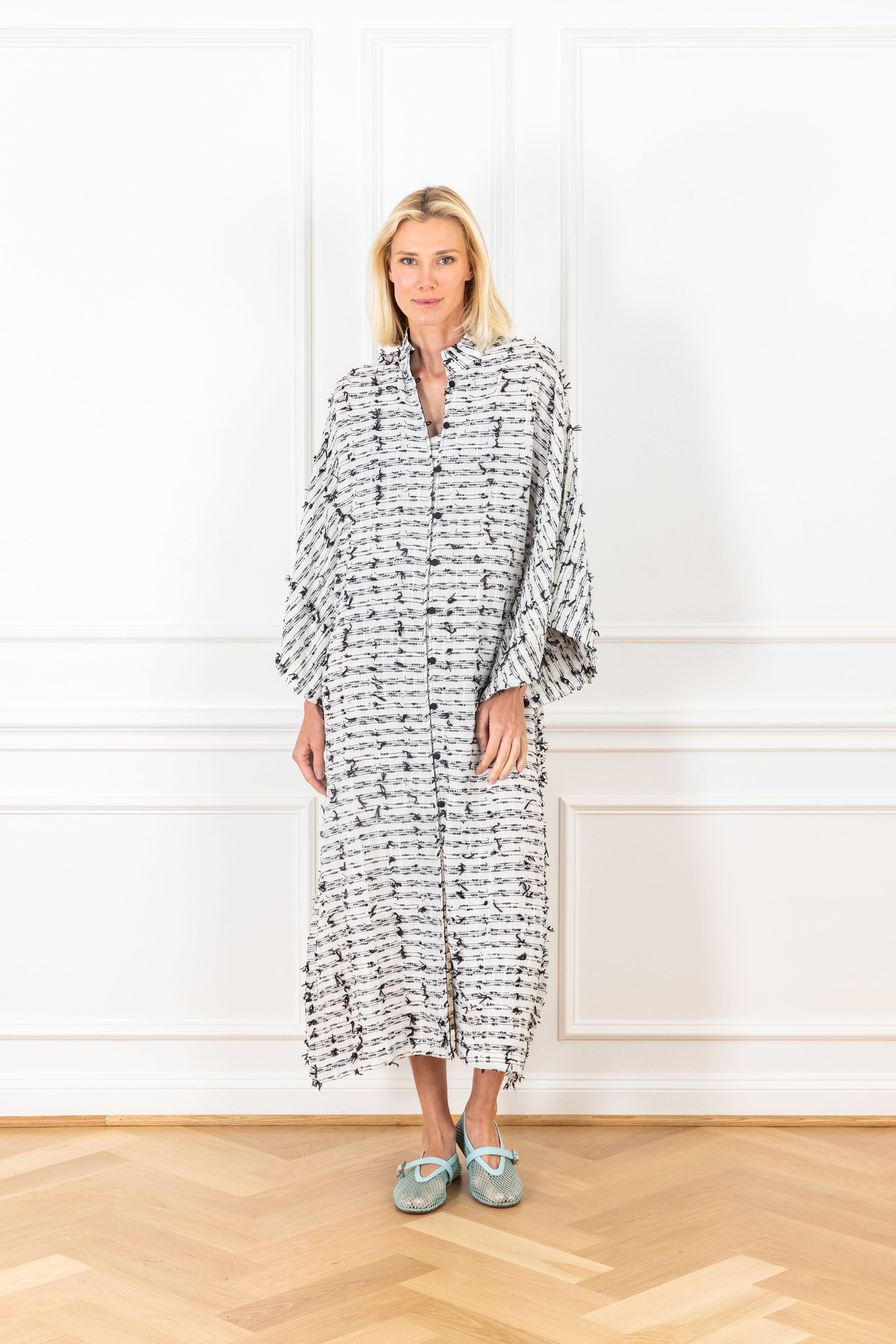 Raven Woven Open Front Caftan