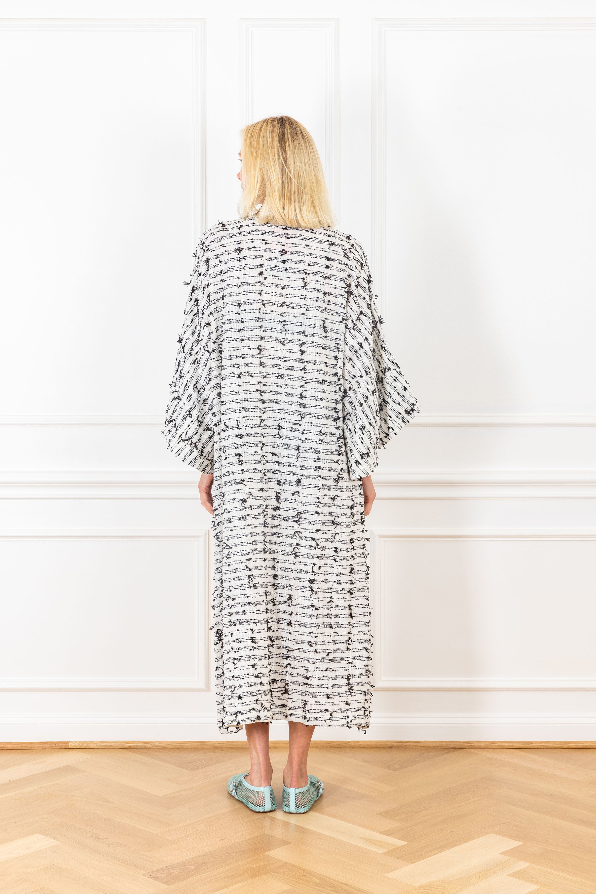 Raven Woven Open Front Caftan