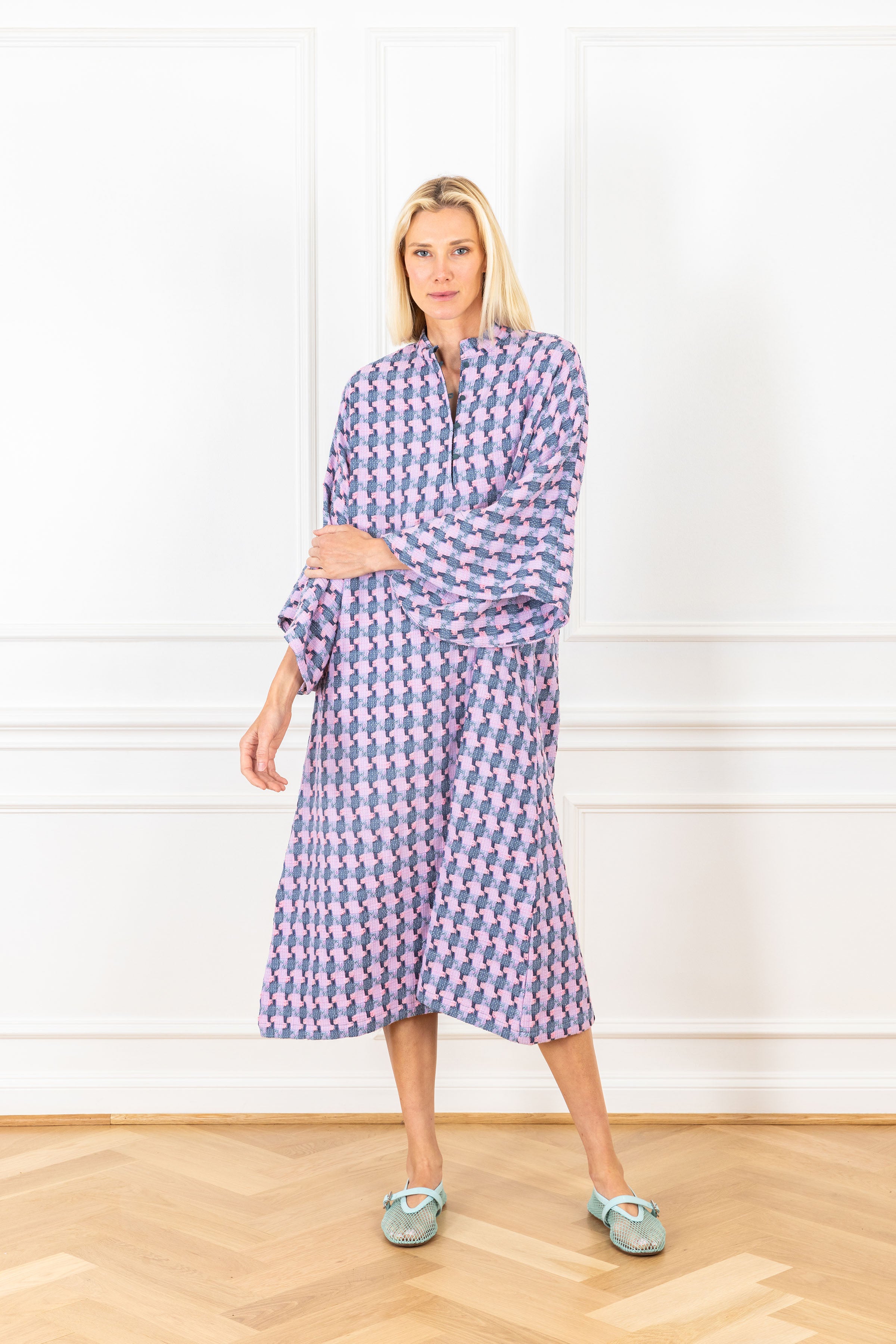 Confetti Plaid Tweed Maxi Caftan