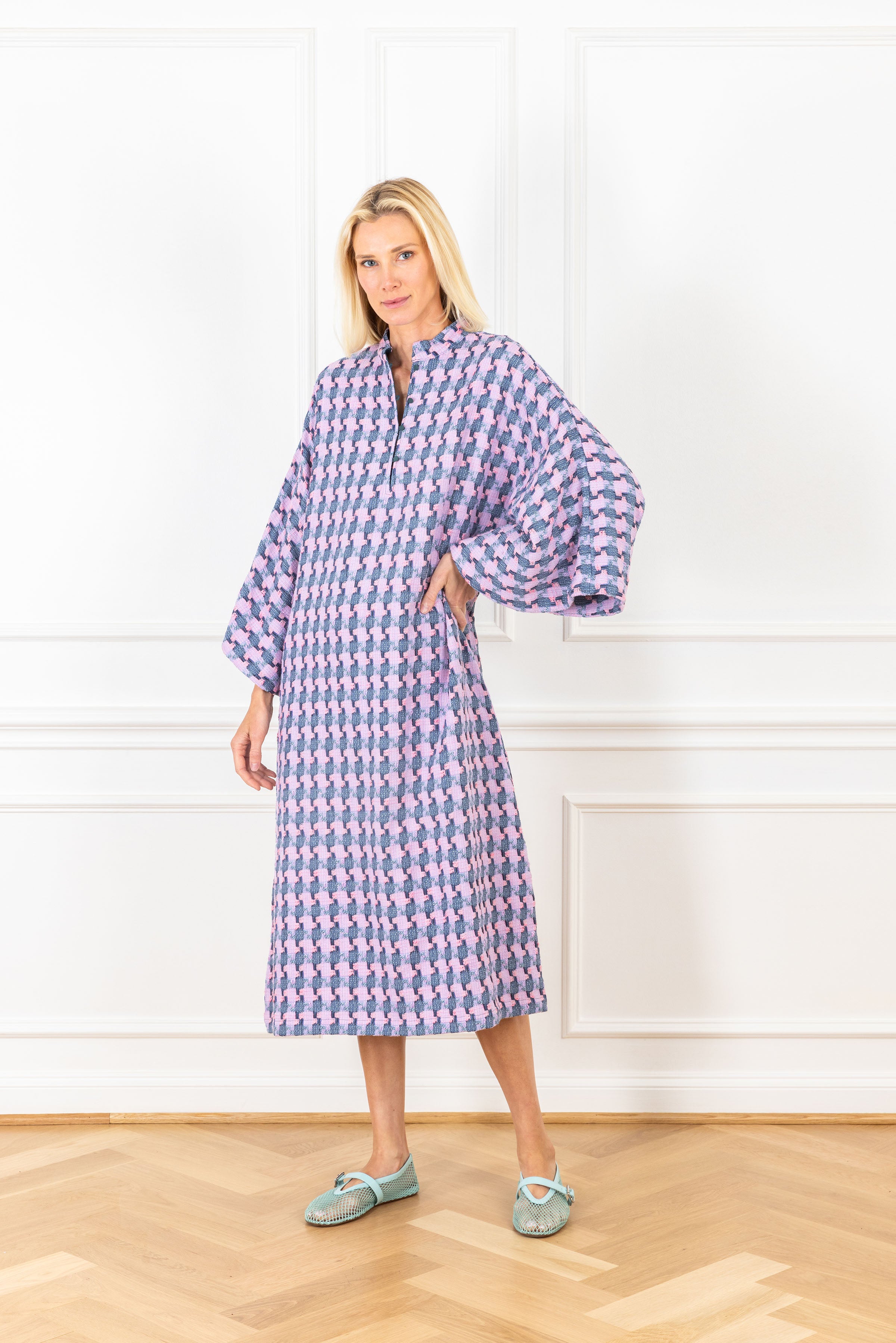 Confetti Plaid Tweed Maxi Caftan