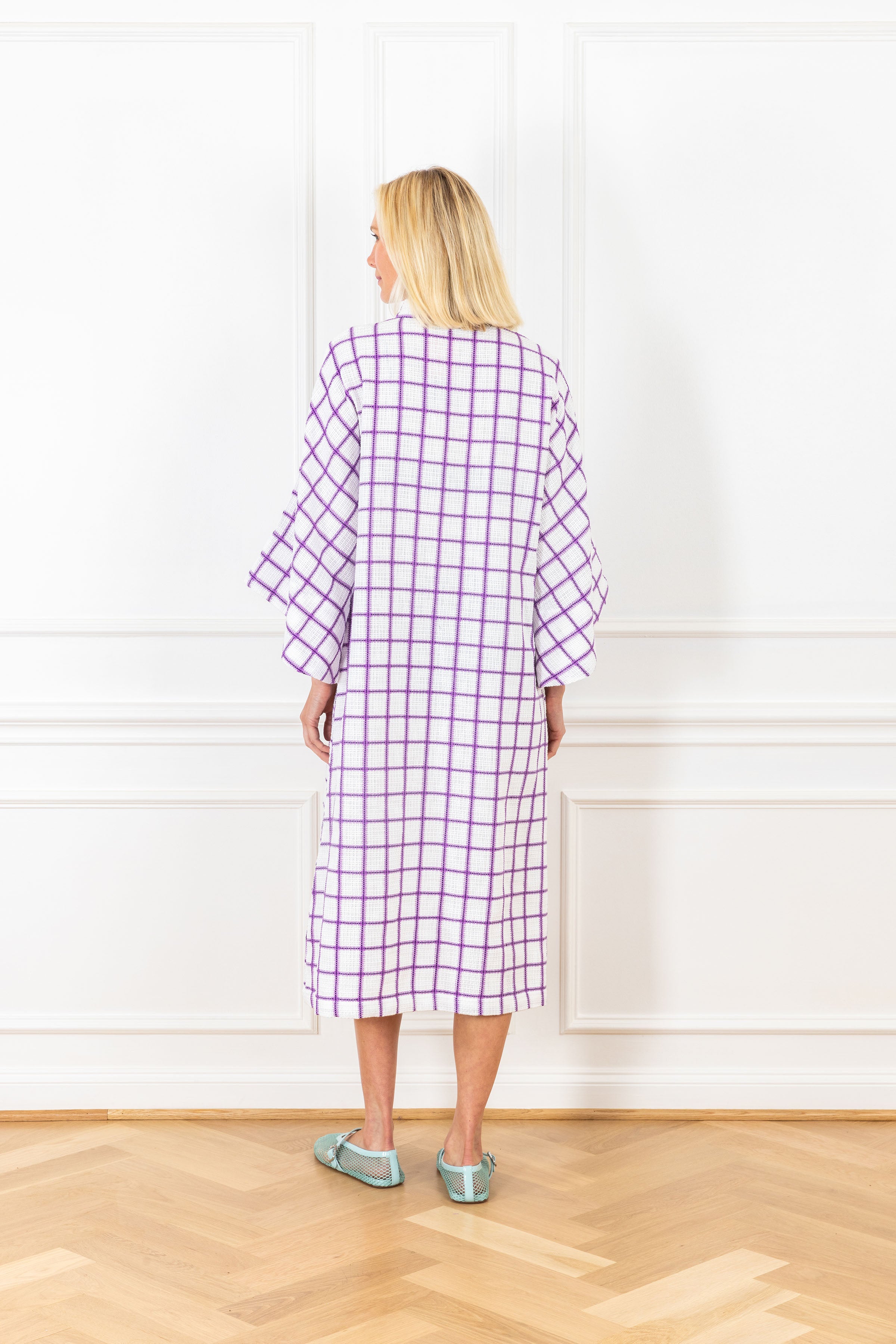 Violet Grid Knit Maxi Caftan