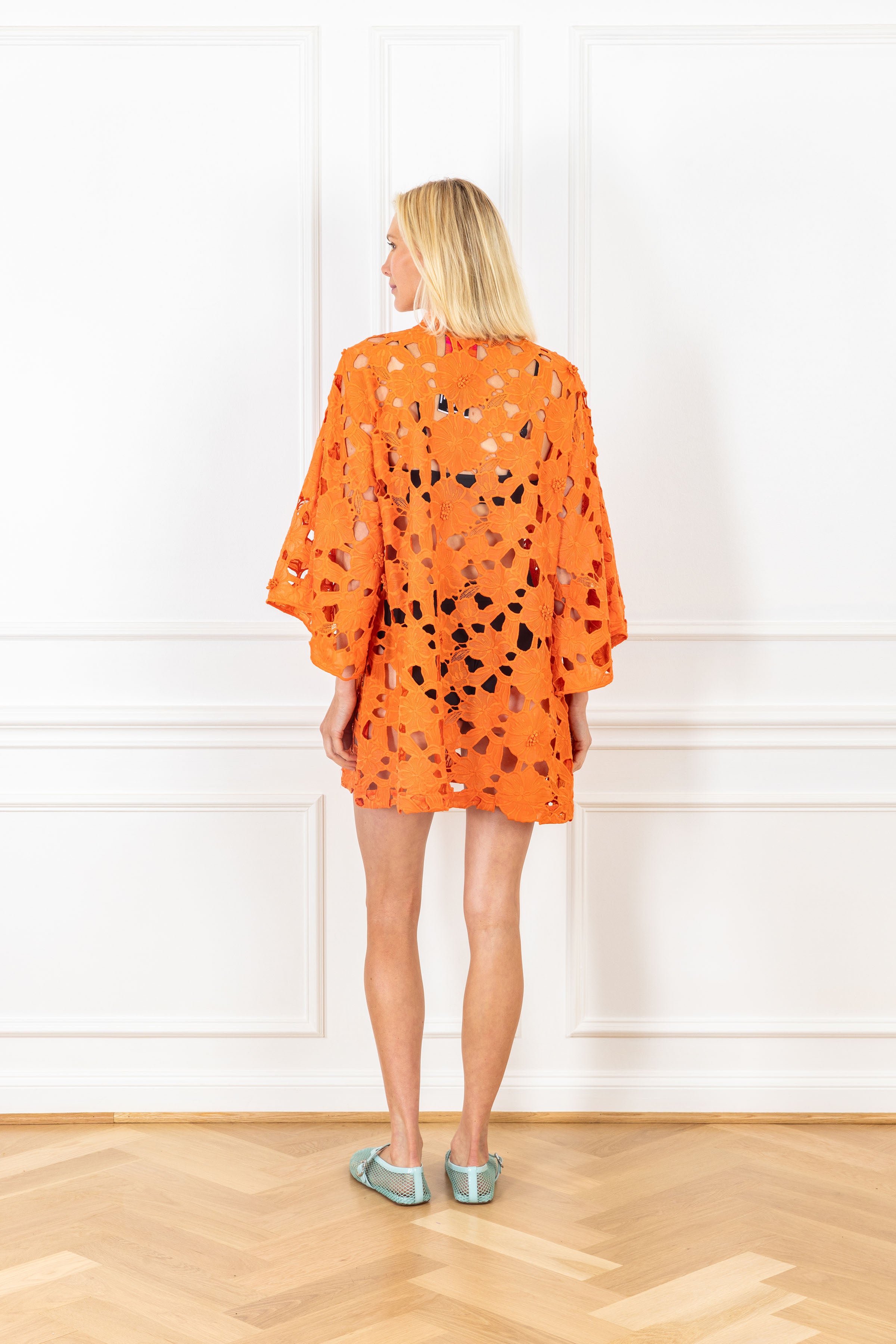 Flame Open Lace Mini Caftan