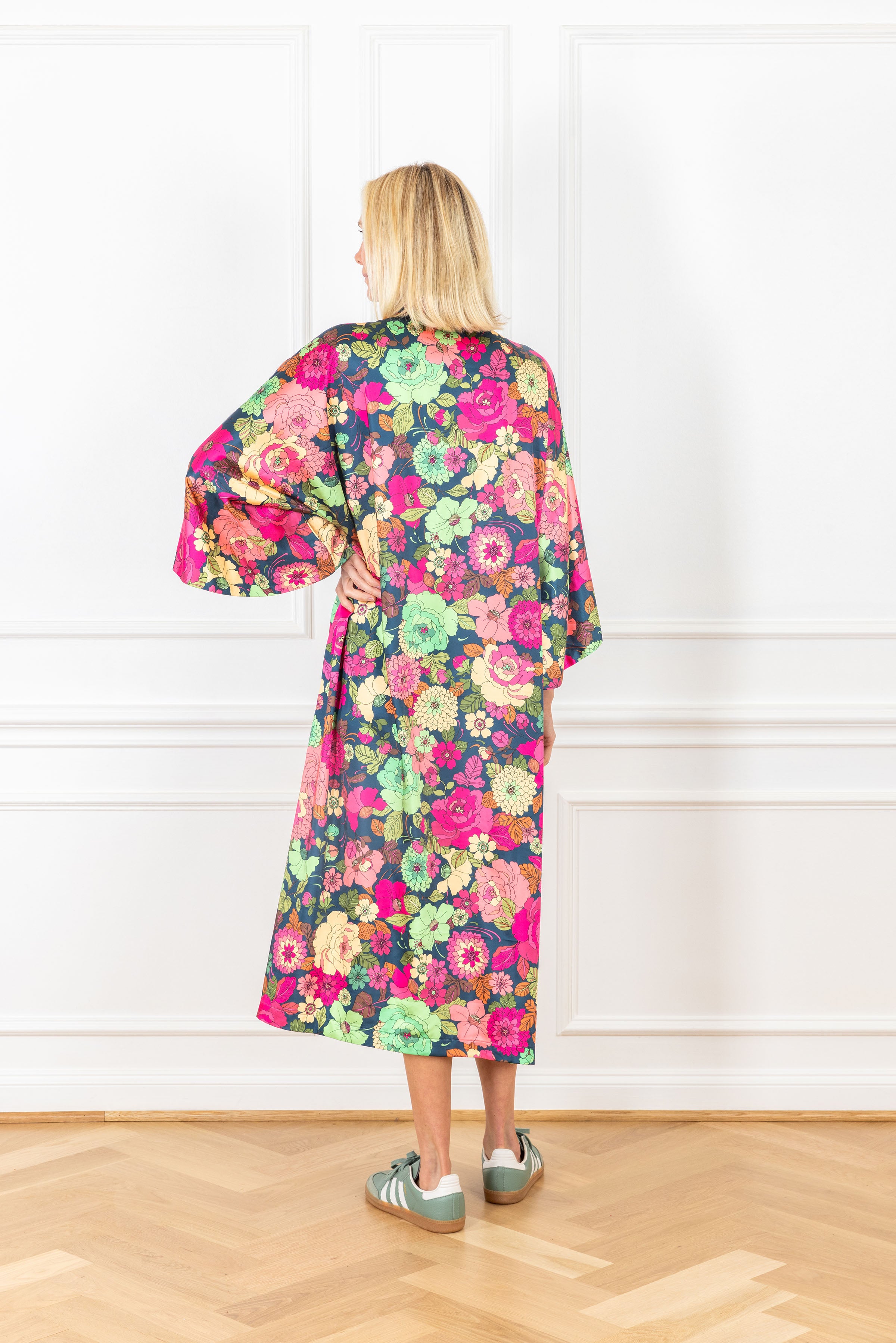 Coral Florals Linen Maxi Caftan