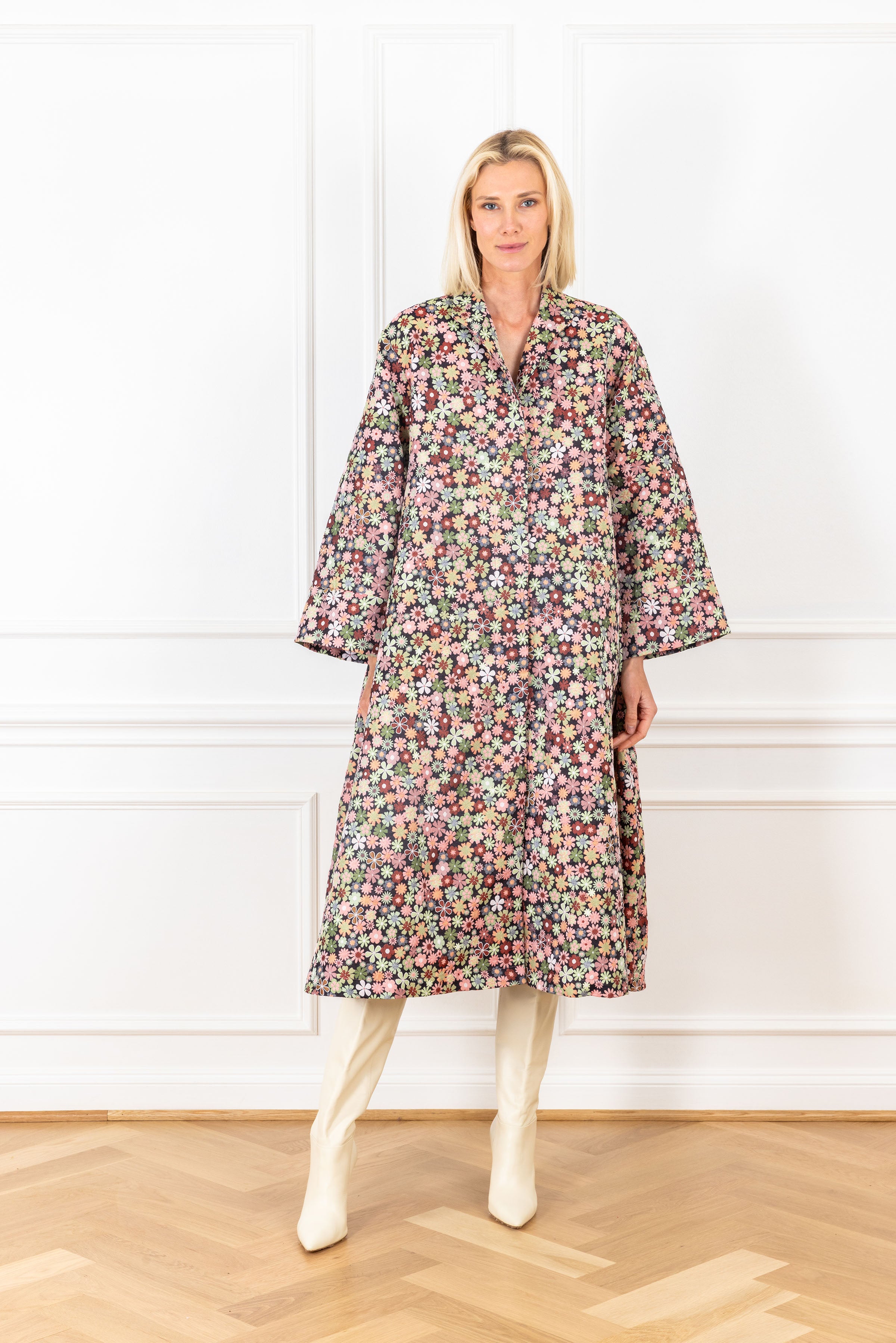 Botanical Jacquard Maxi Dress Coat