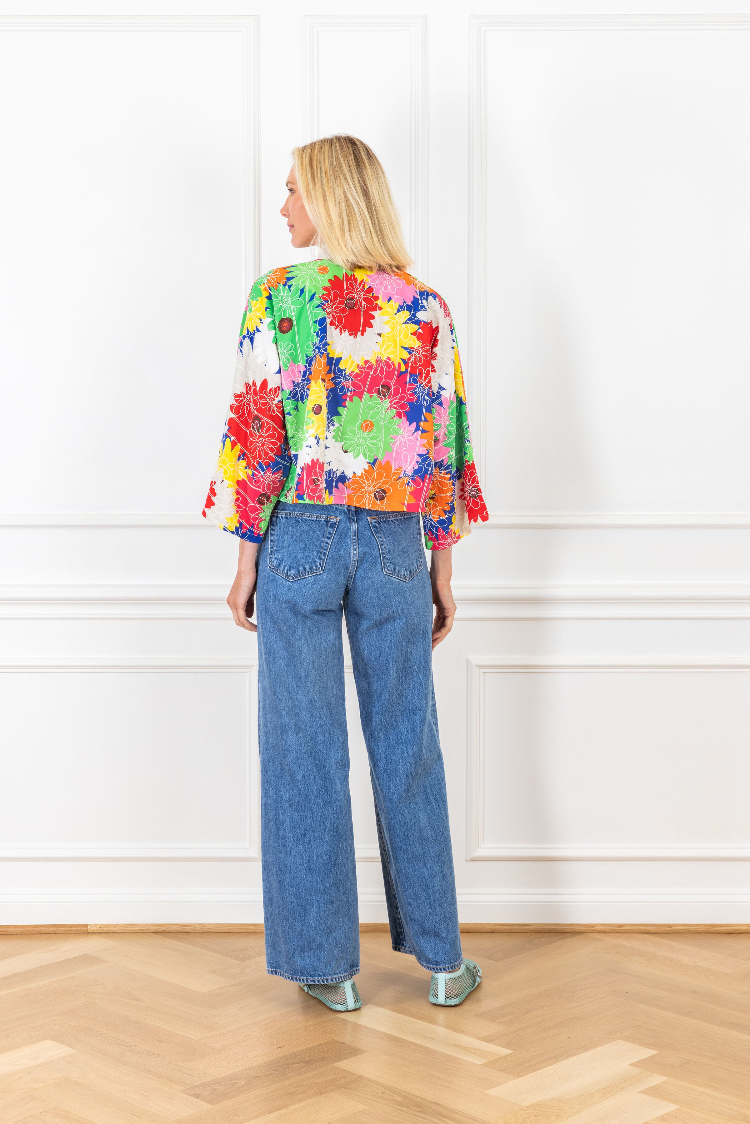 Layered Floral Embroidery Everyday Shirt