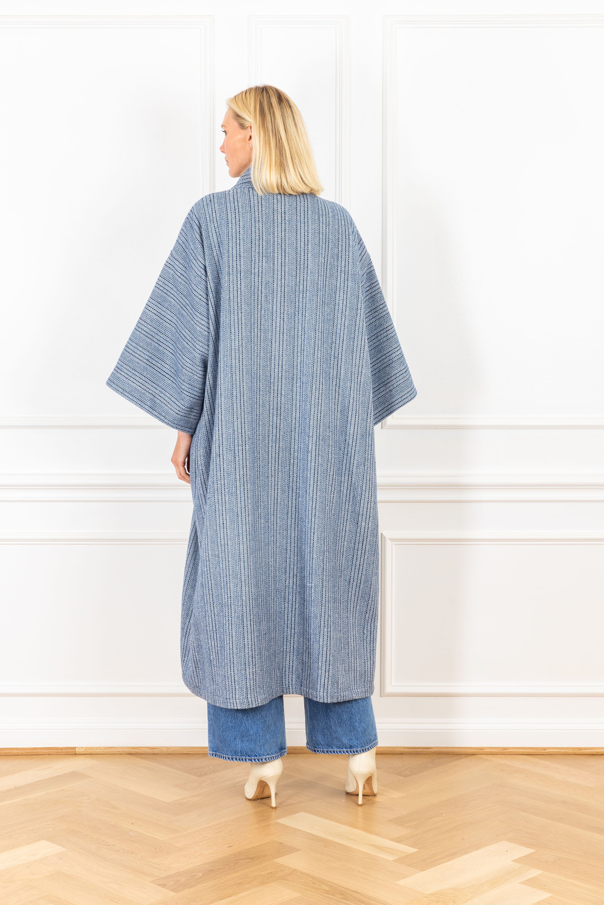 Prussian Blue Striped Maxi Duster