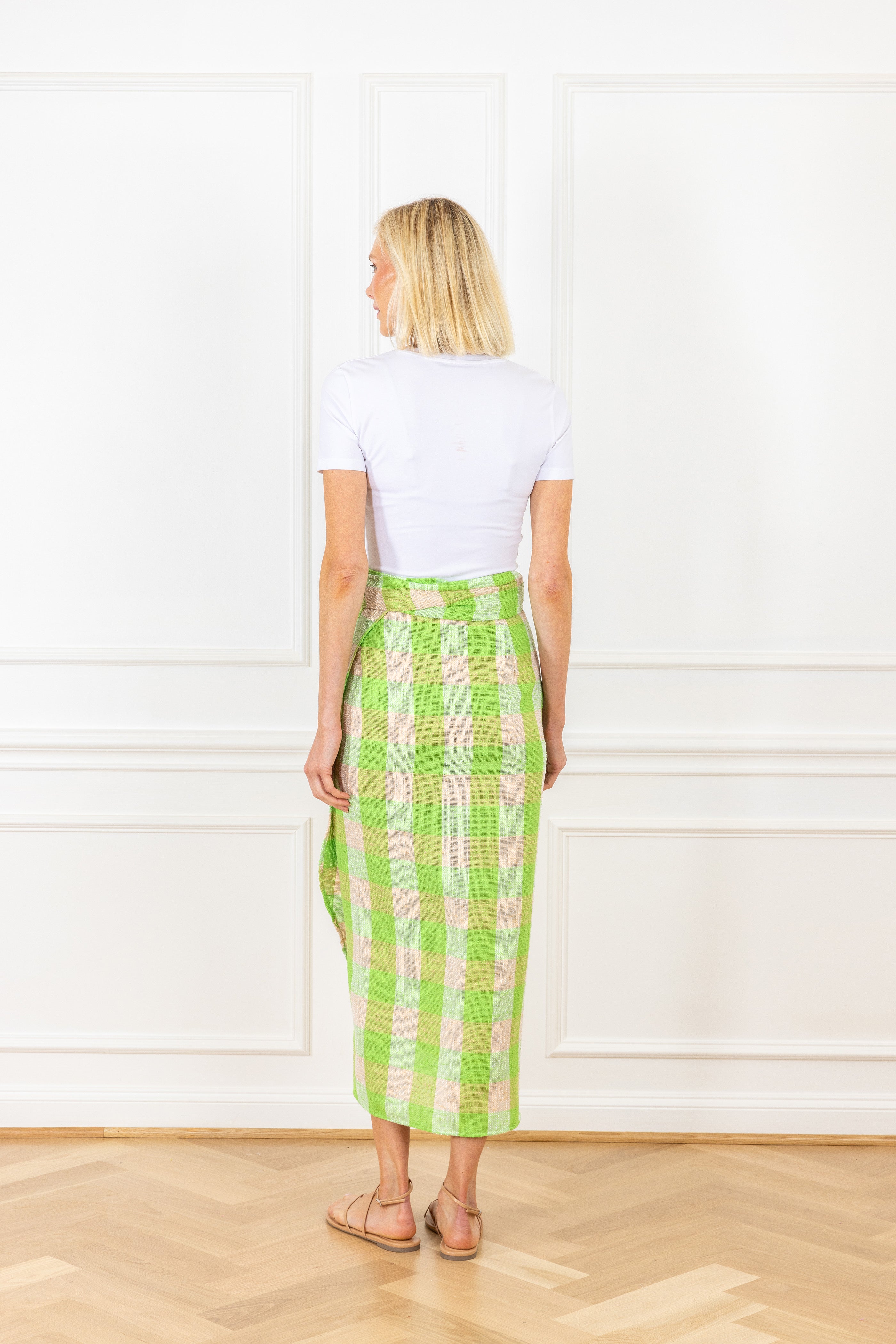 Green Haze Tweed Maxi Wrap Skirt