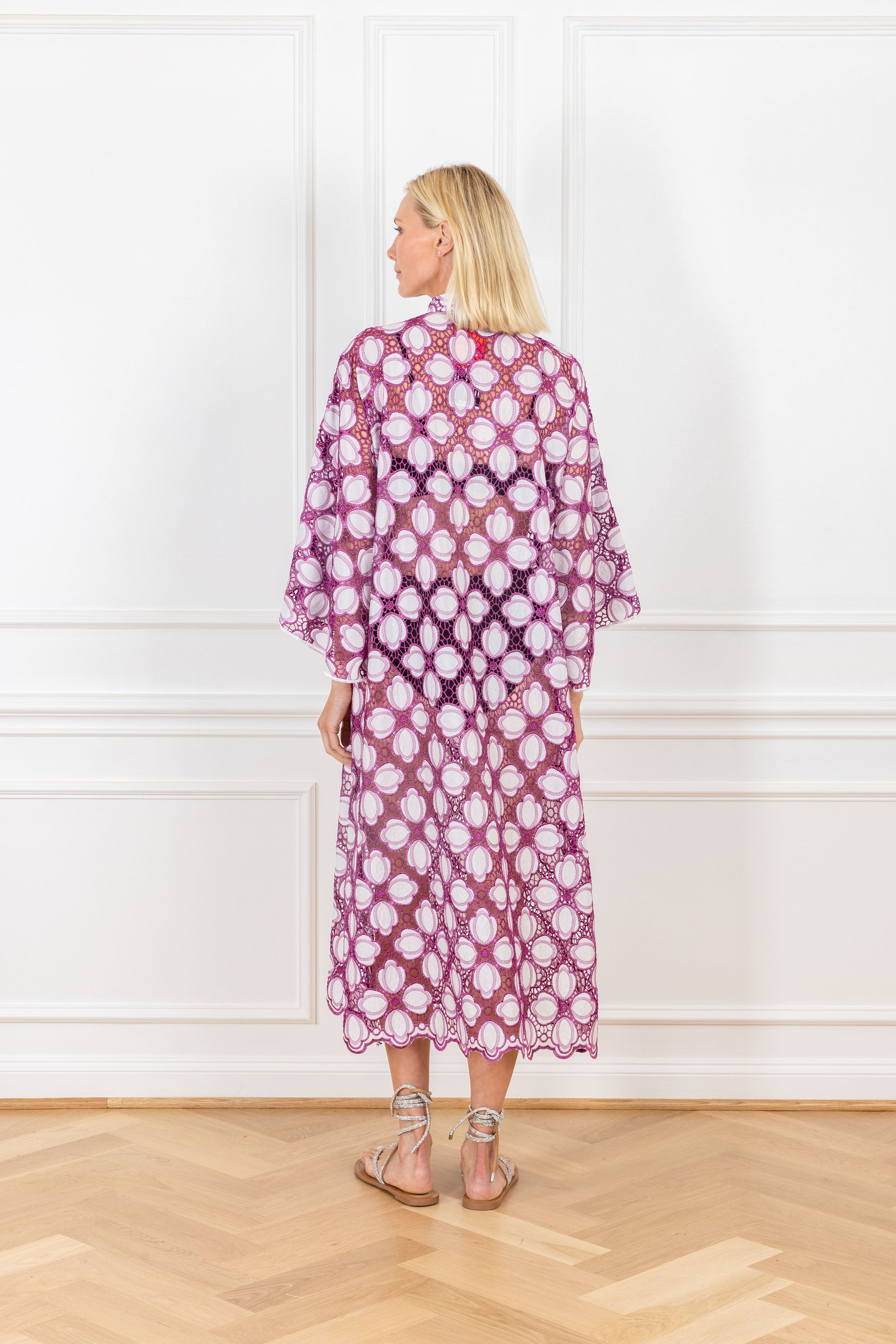 Indigo Petal Lace Maxi Caftan