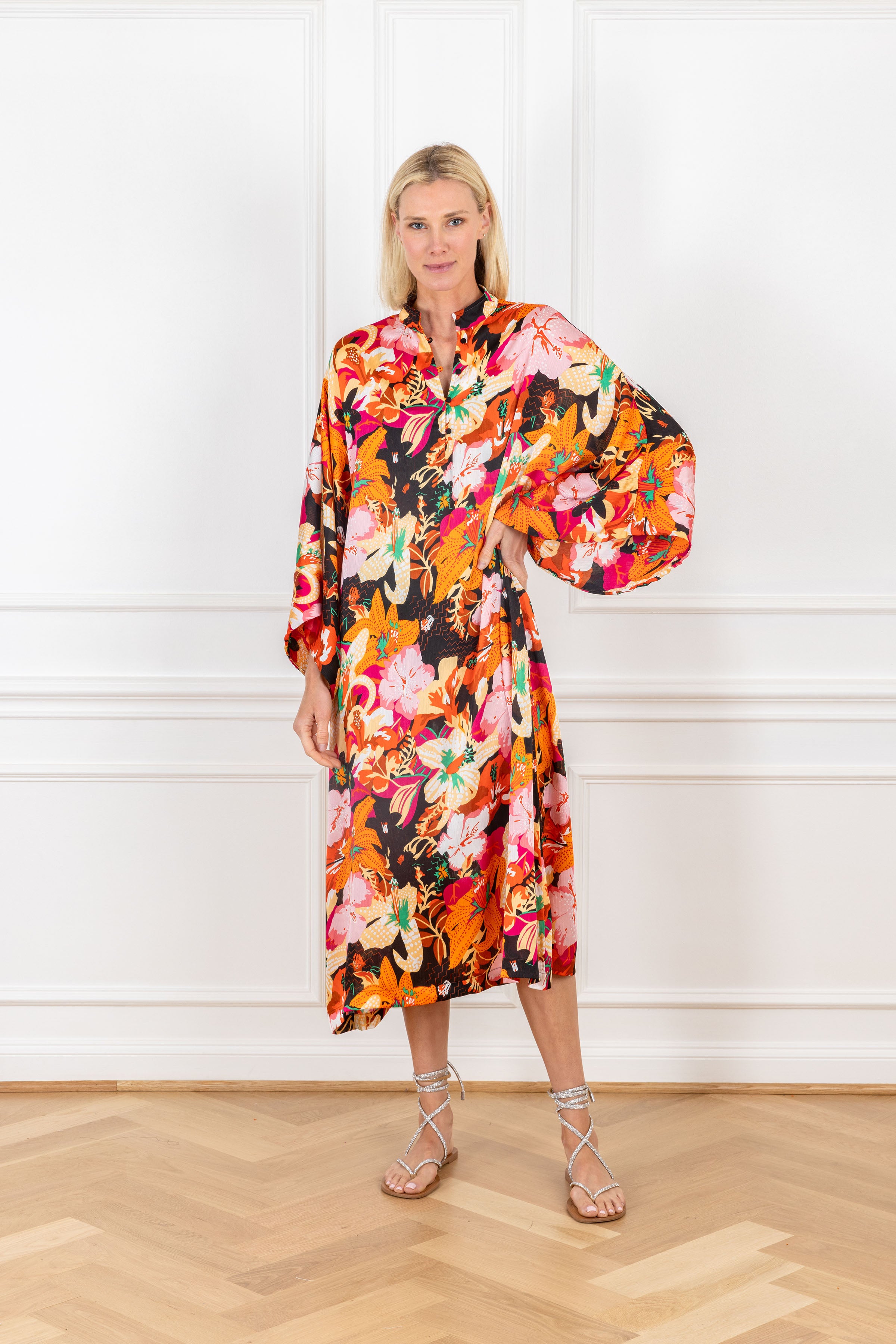 Hibiscus Satin Maxi Caftan