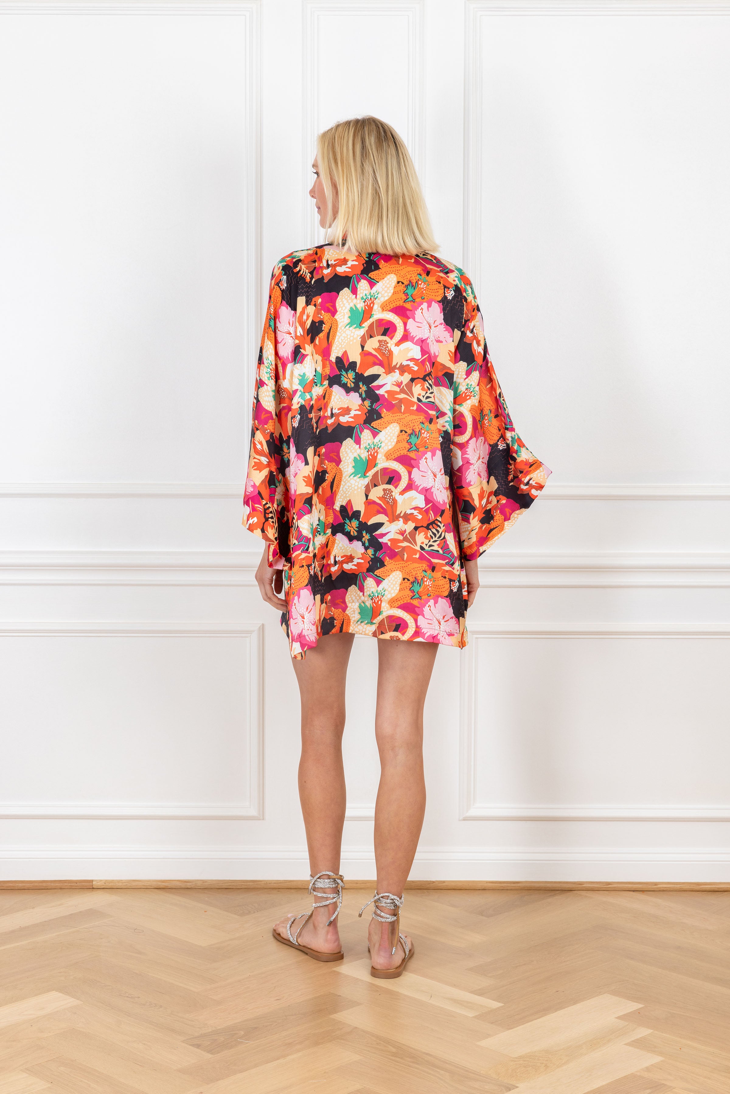 Hibiscus Satin Mini Caftan