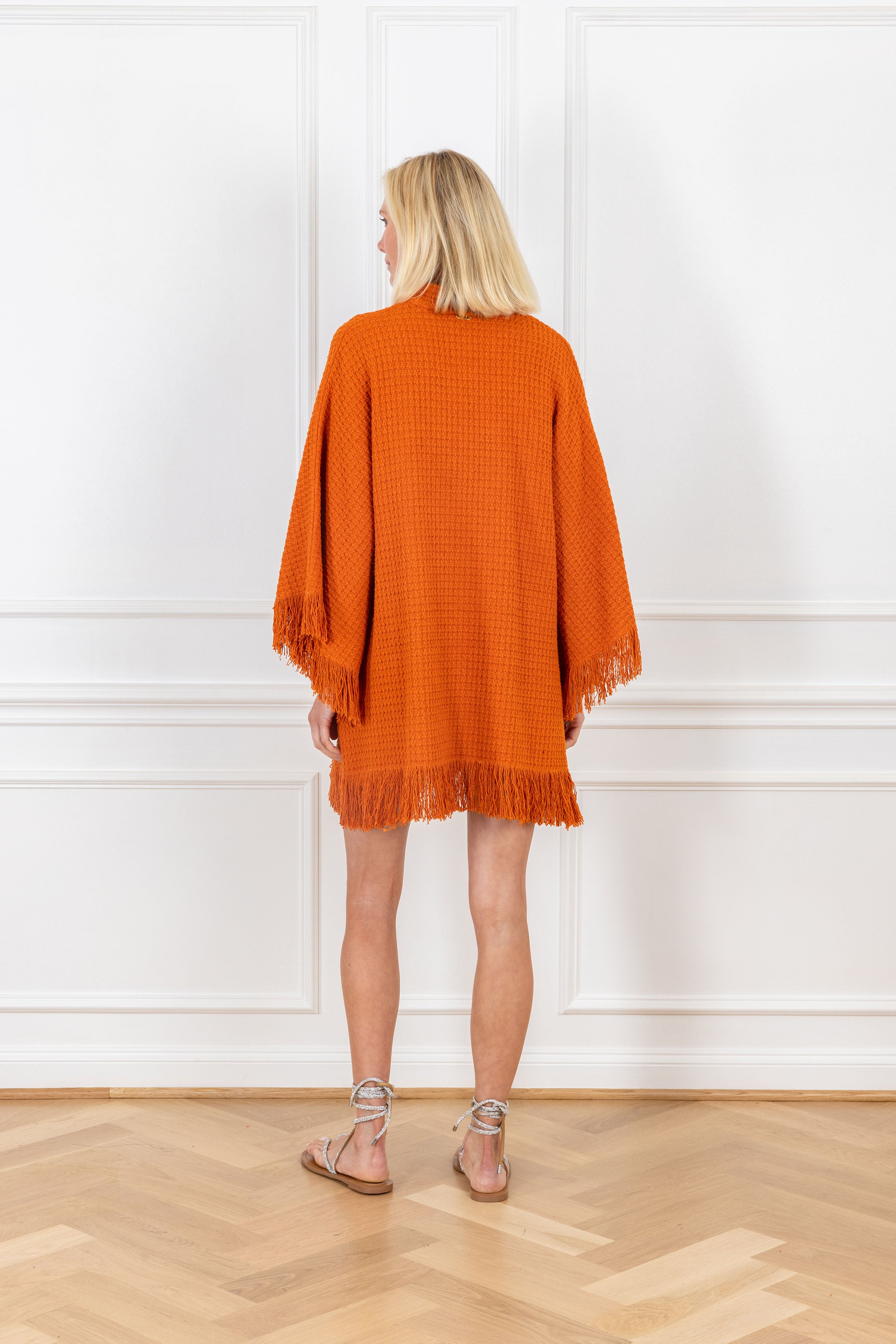 Rust Fringe Mini Caftan