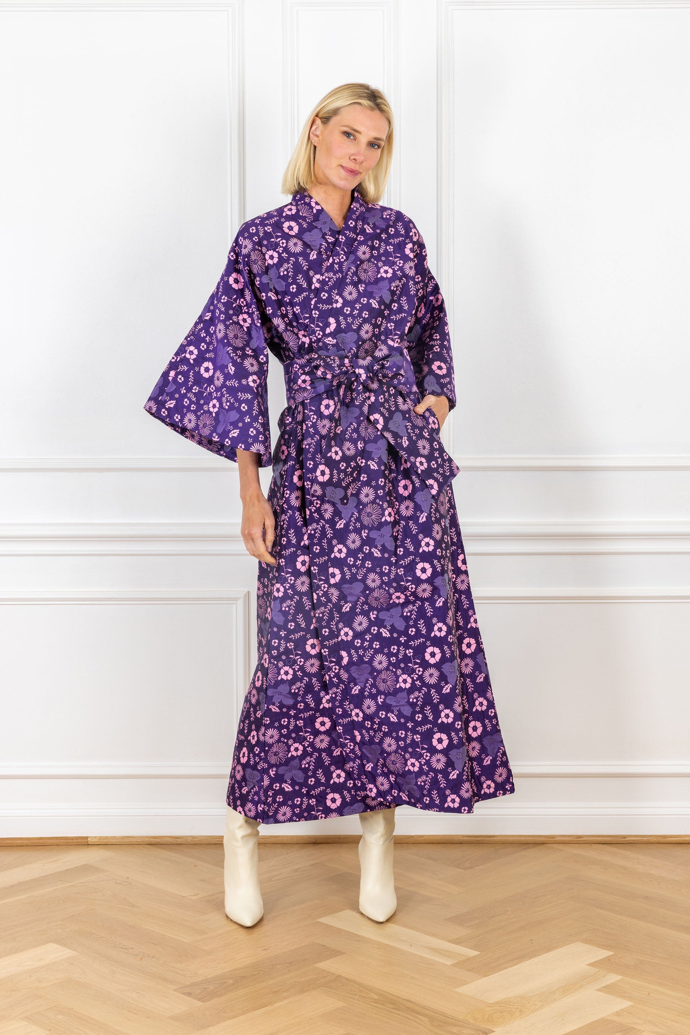 Plum Pink Palm Maxi Wrap Dress