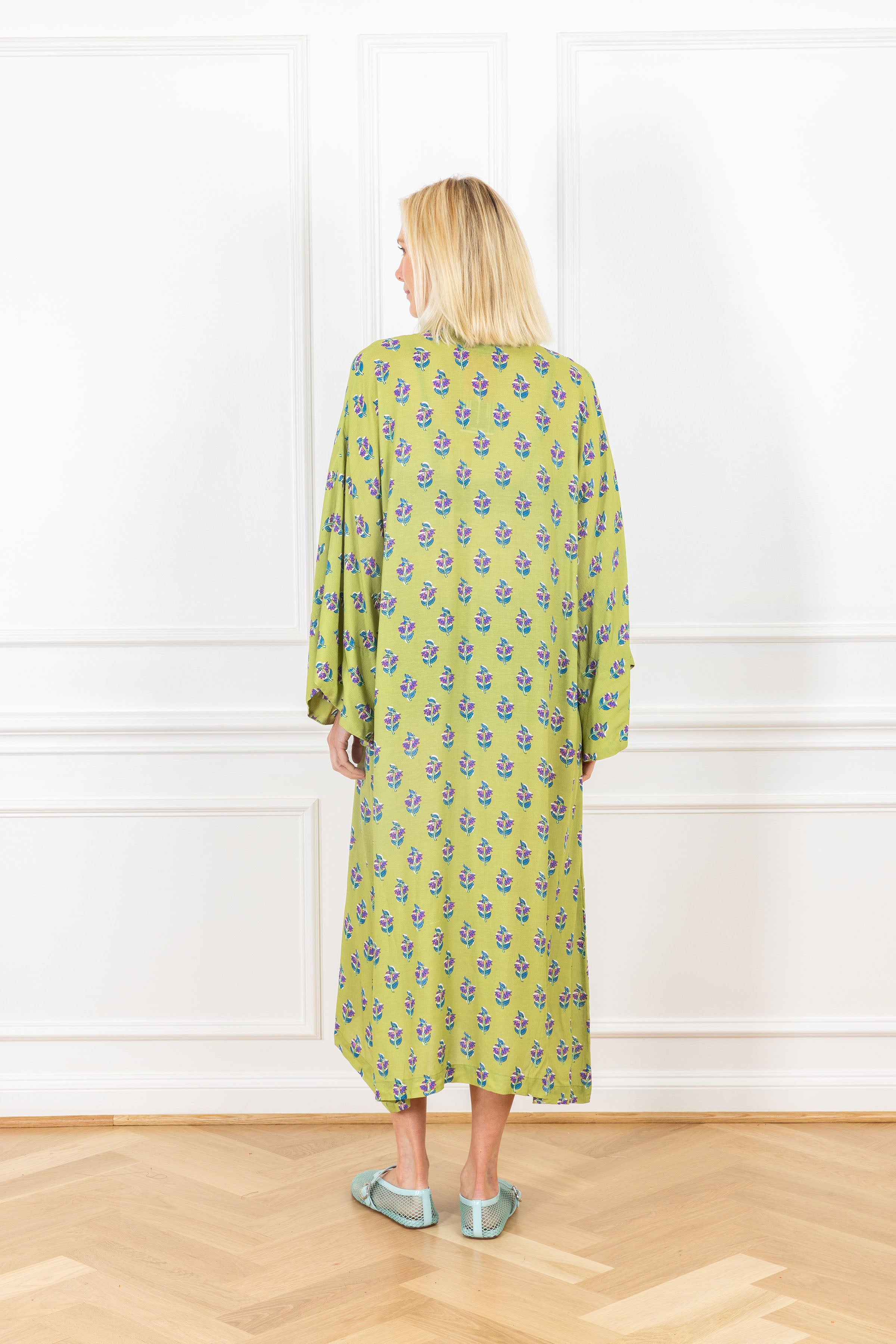 Green Tea Floral Maxi Caftan