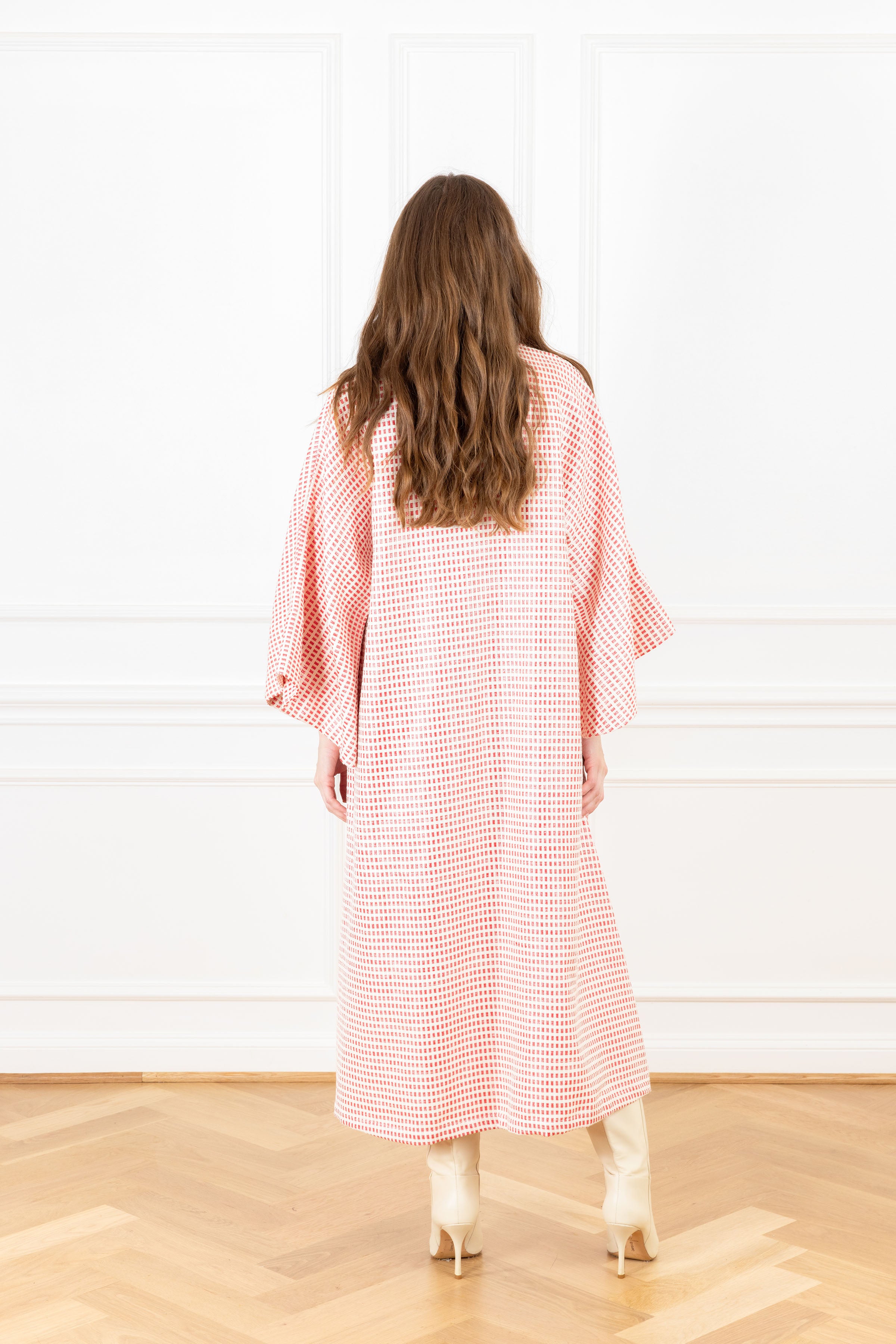 Scarlet Woven Grid Maxi Caftan