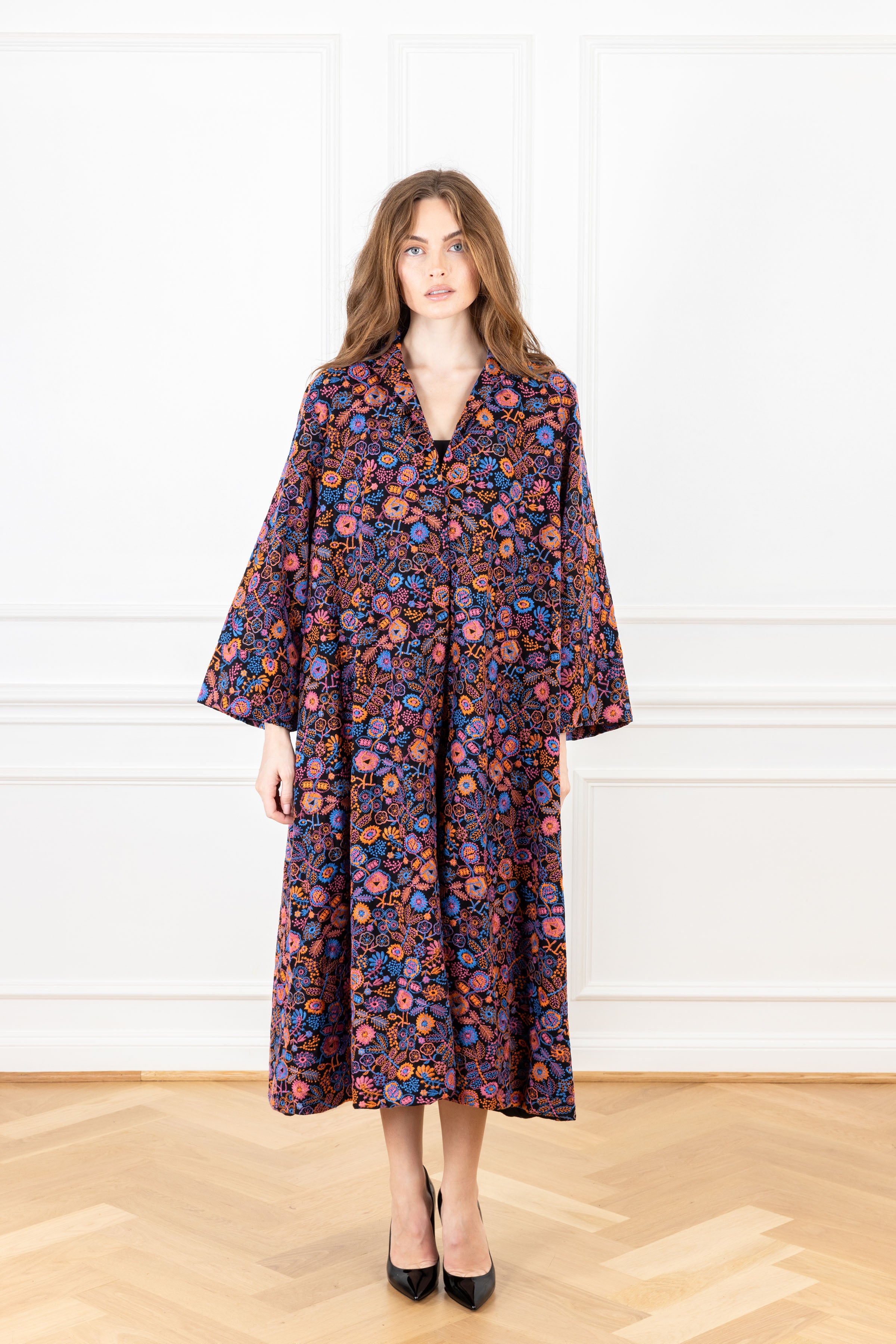 Dark Garden Stitch Maxi Dress Coat