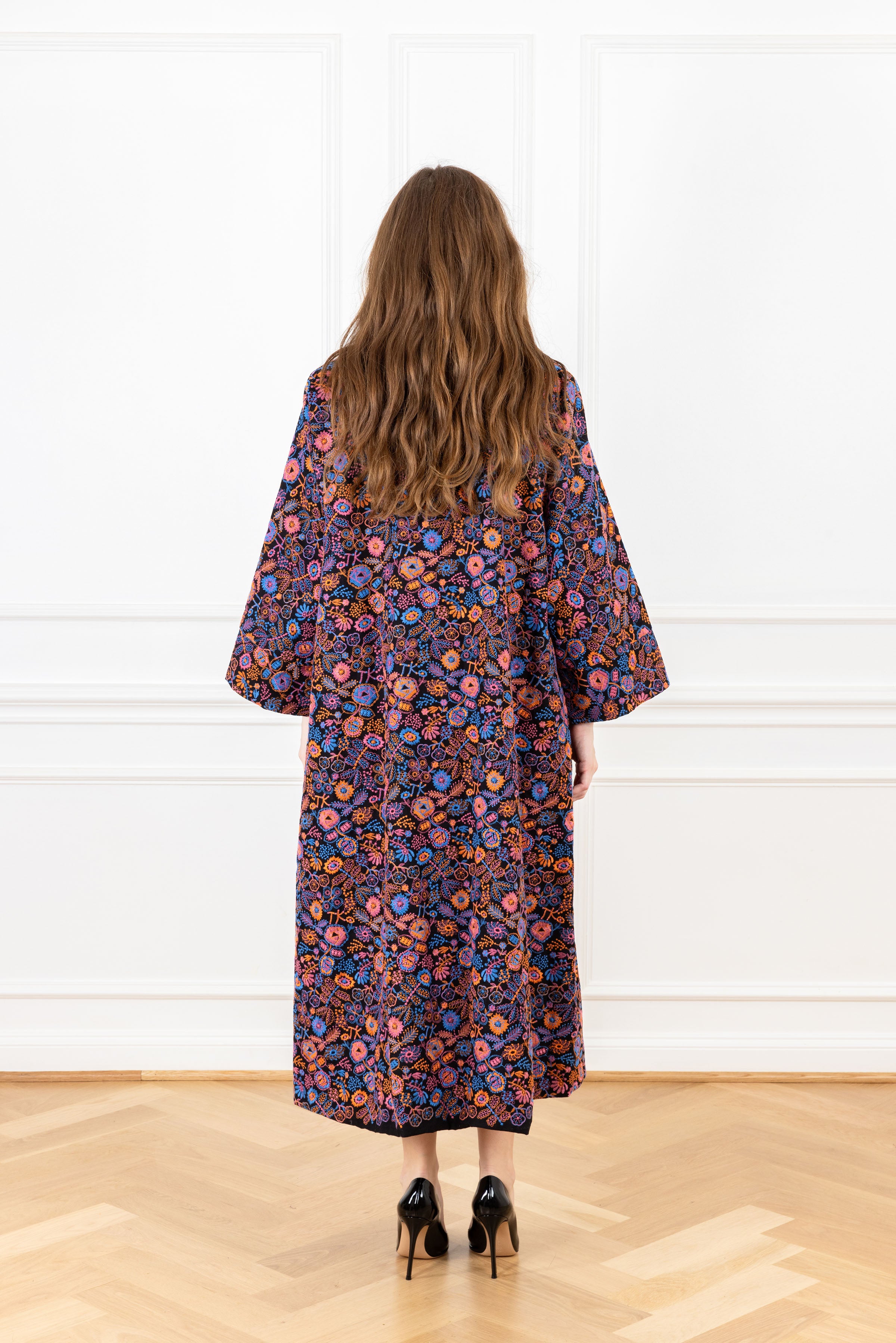 Dark Garden Stitch Maxi Dress Coat