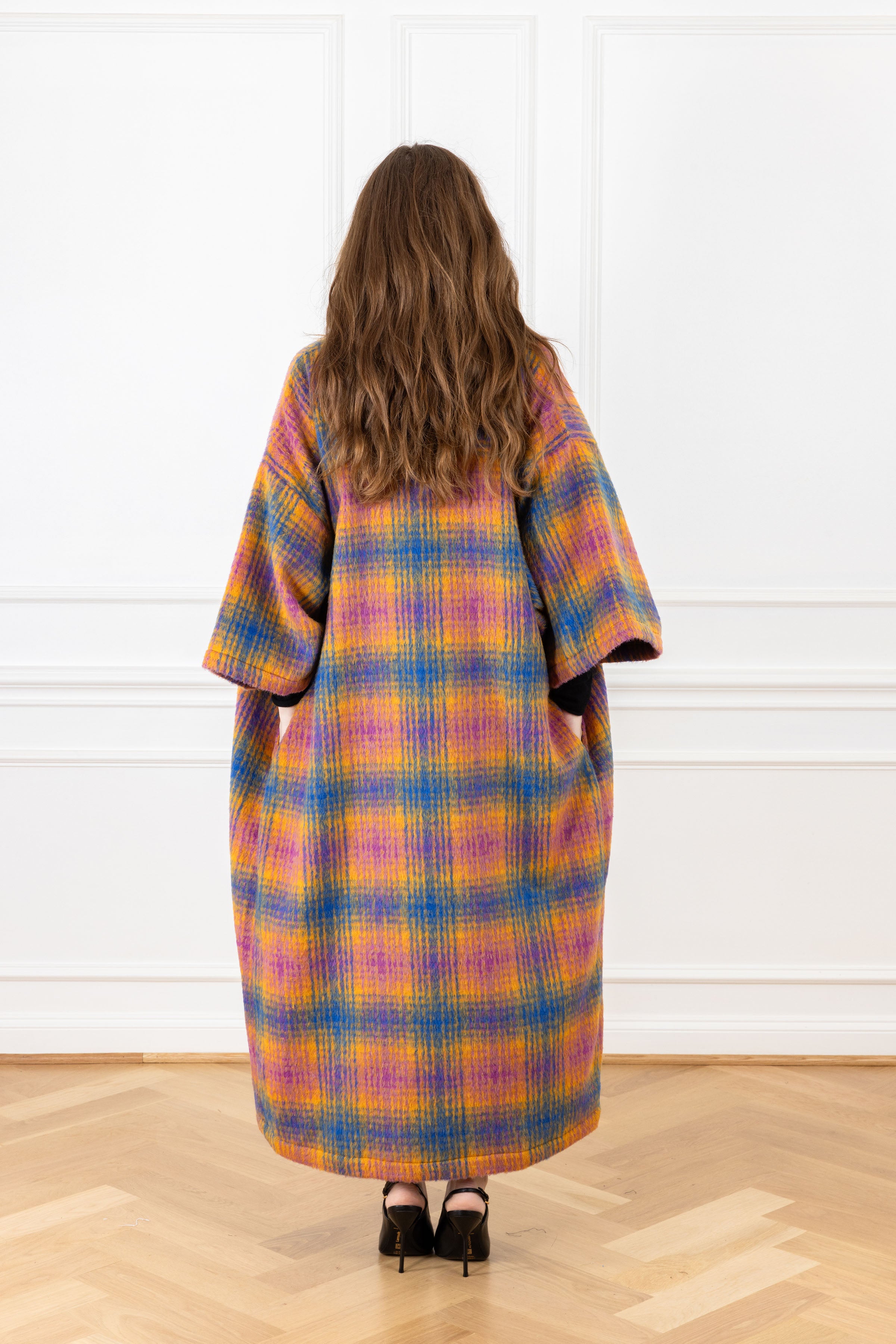 Marigold Violet Plaid Maxi Duster