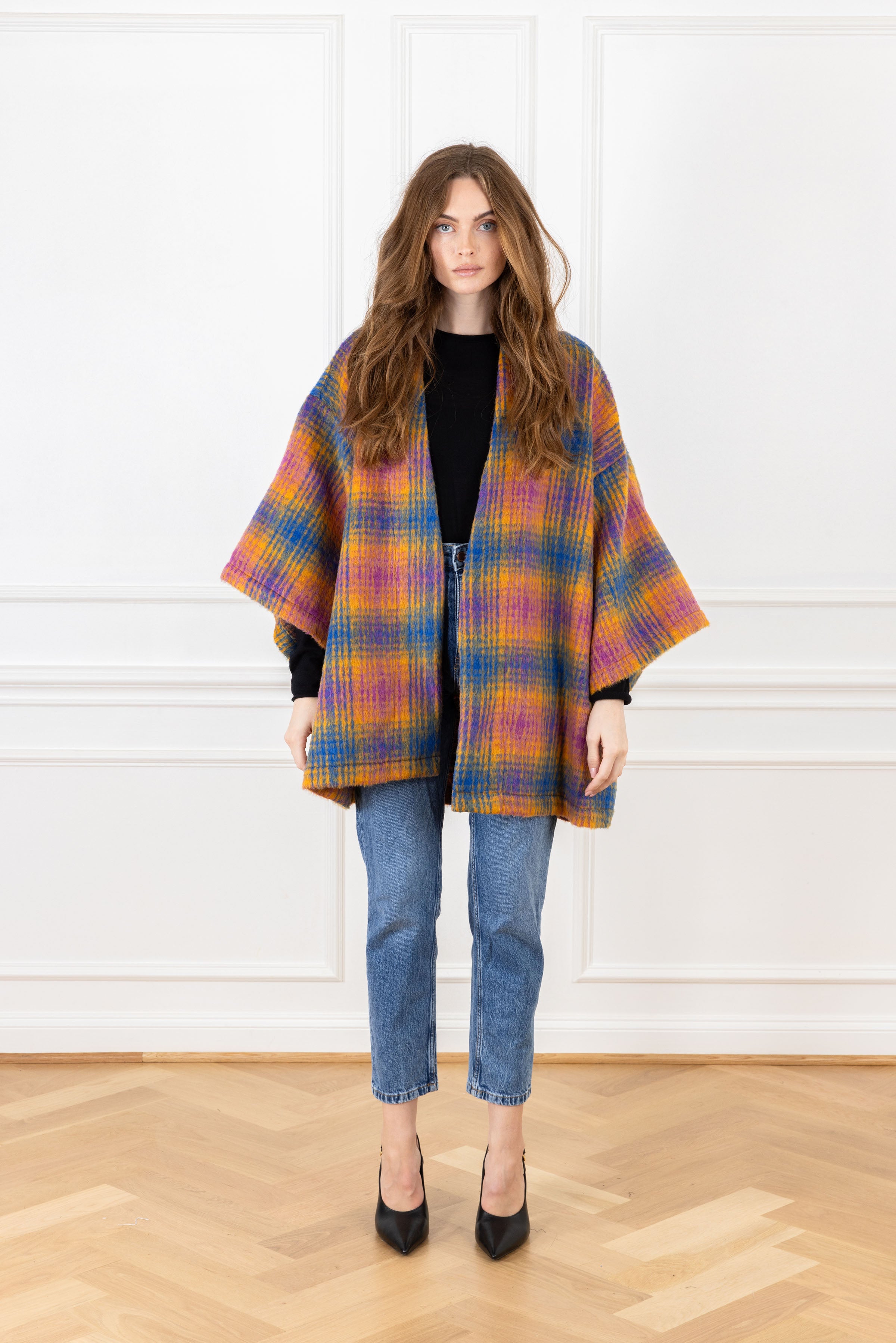 Marigold Violet Plaid Mini Duster