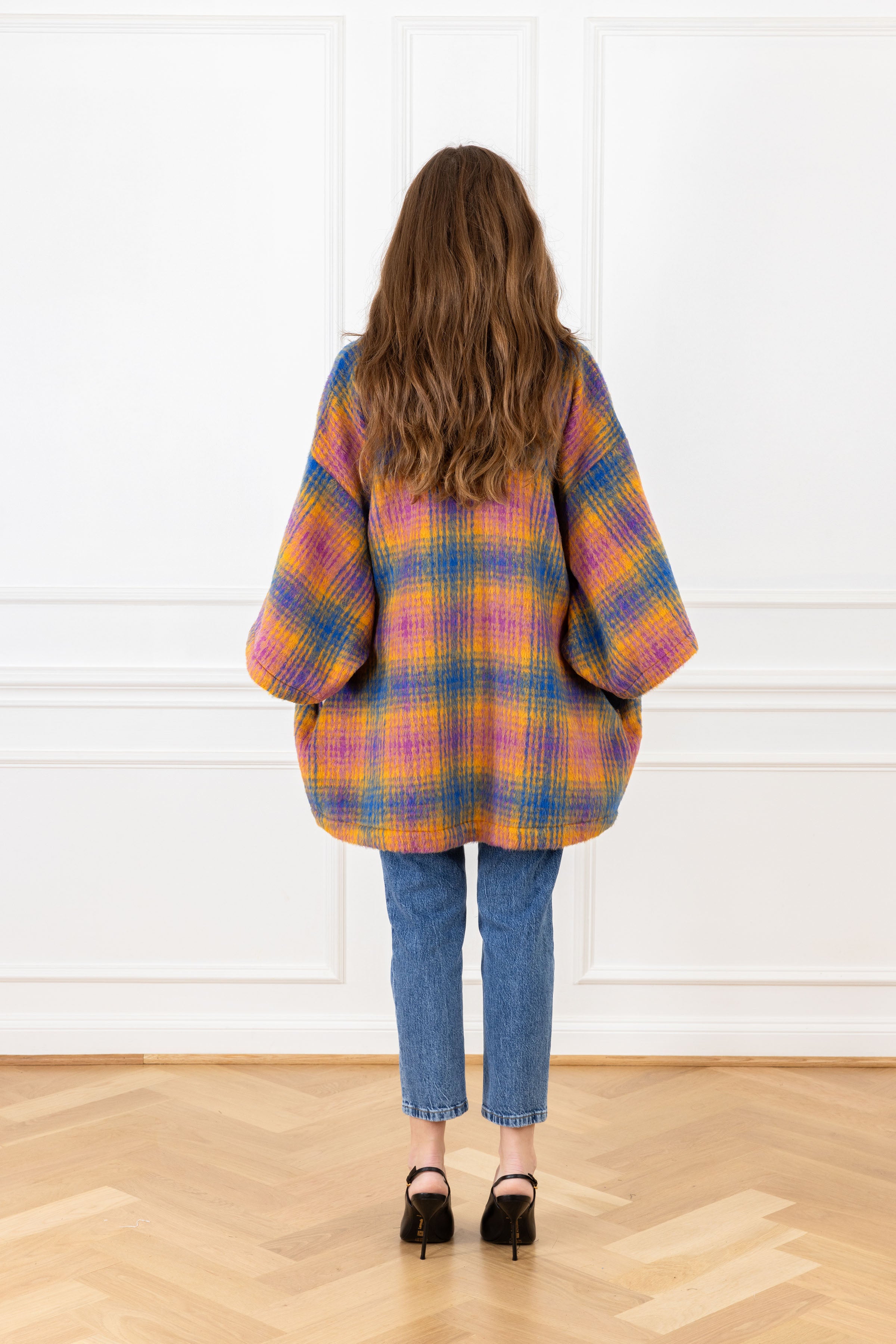 Marigold Violet Plaid Mini Duster