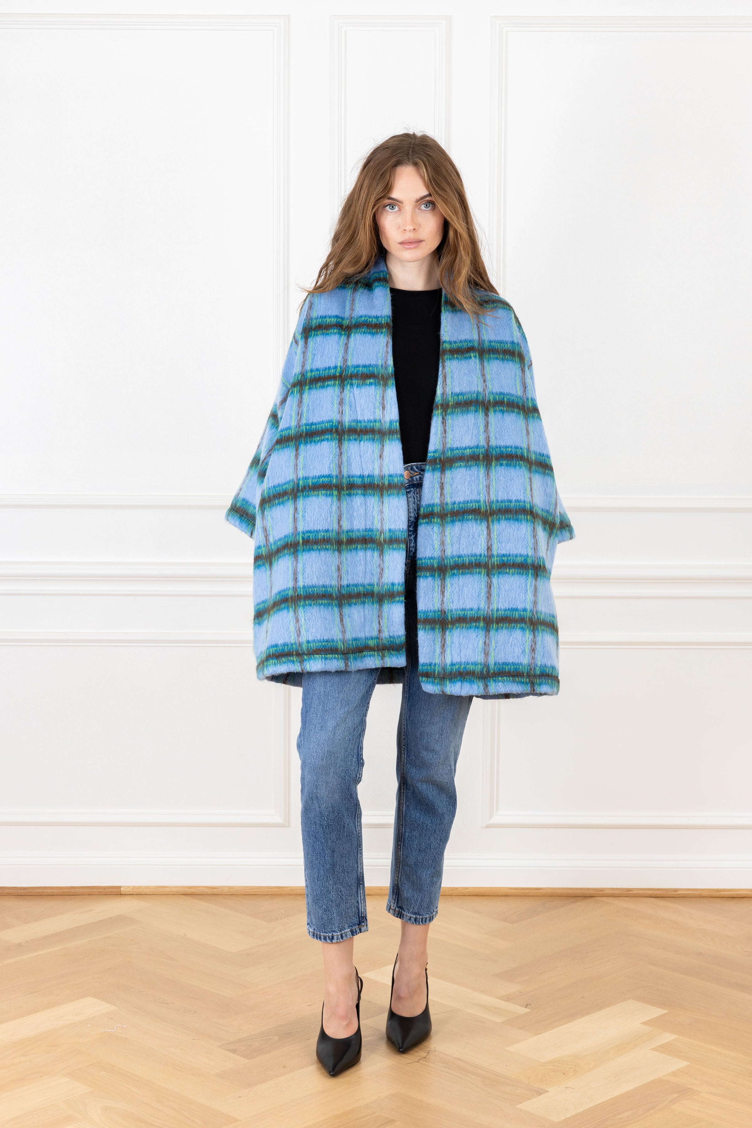 Mocha Blue Plaid Mini Duster