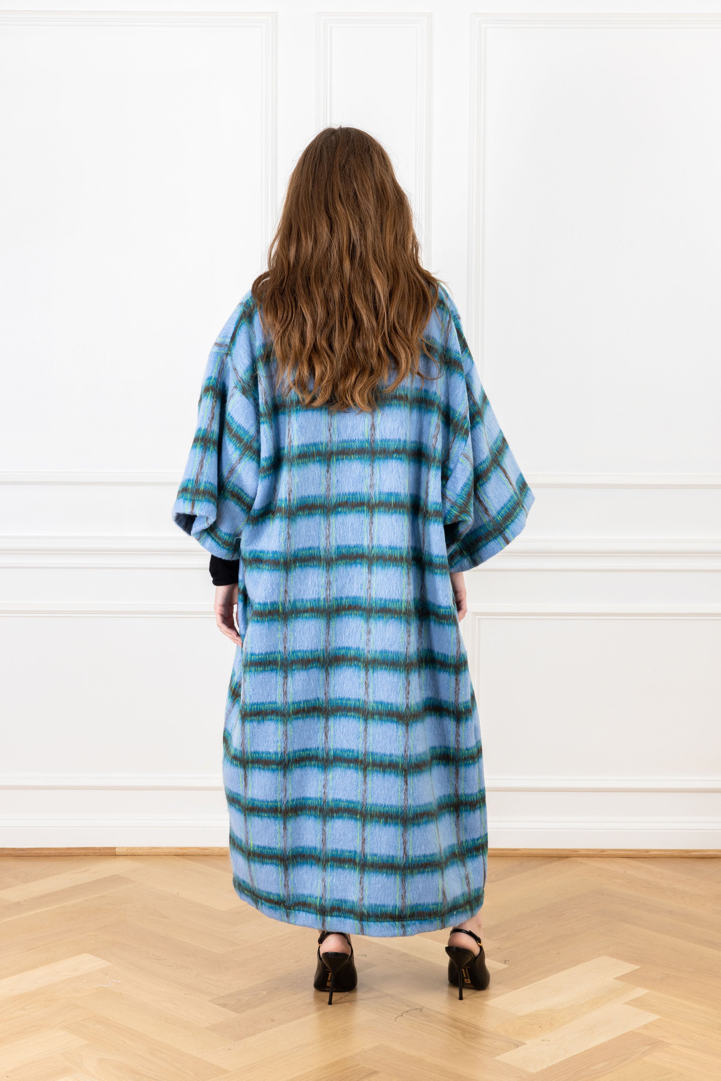 Mocha Blue Plaid Maxi Duster