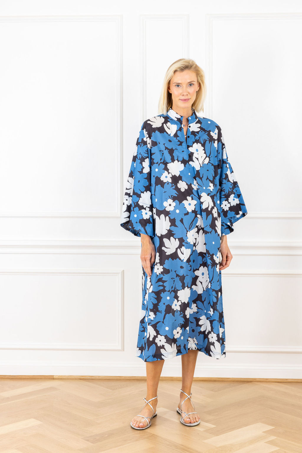 Blue Shadow Cotton Maxi Caftan