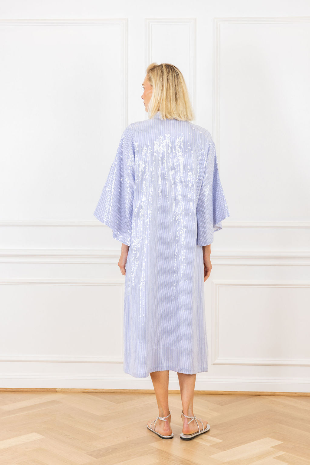 Azure Stripes Sequin Maxi Caftan