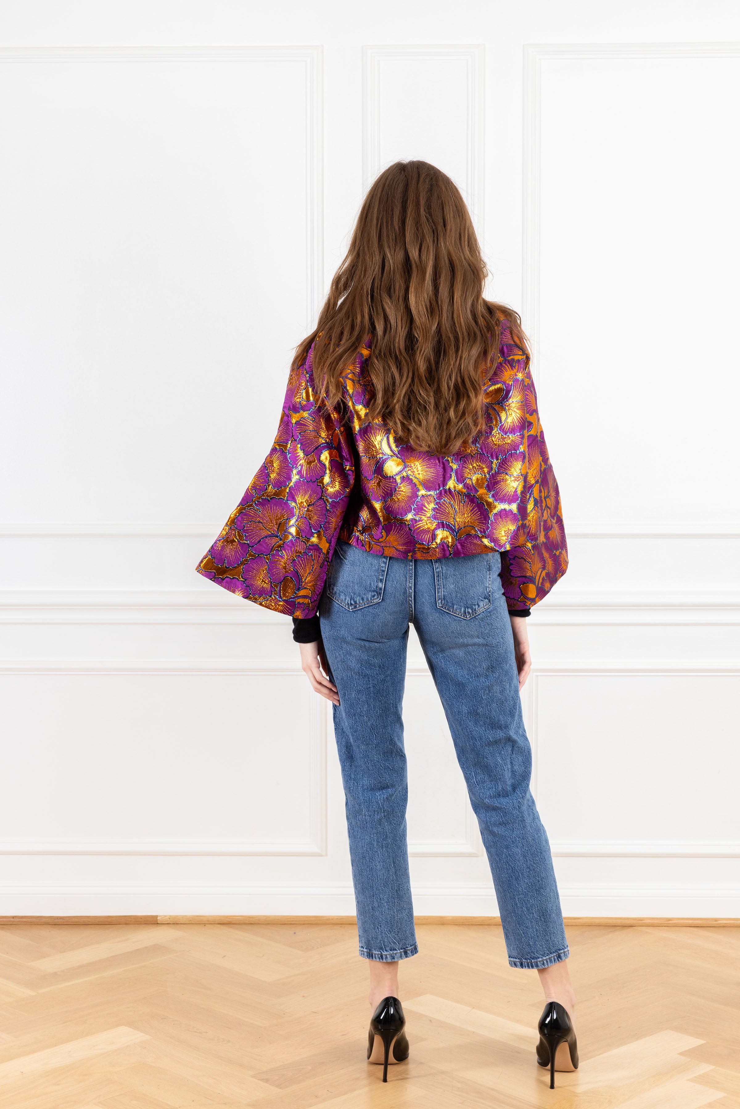 Bronze Lilac Brocade Cropped Jacket